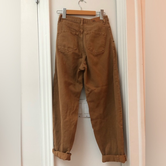 Zara Balloon Fit Tapered Brown Jeans Size 0 - Picture 4 of 4